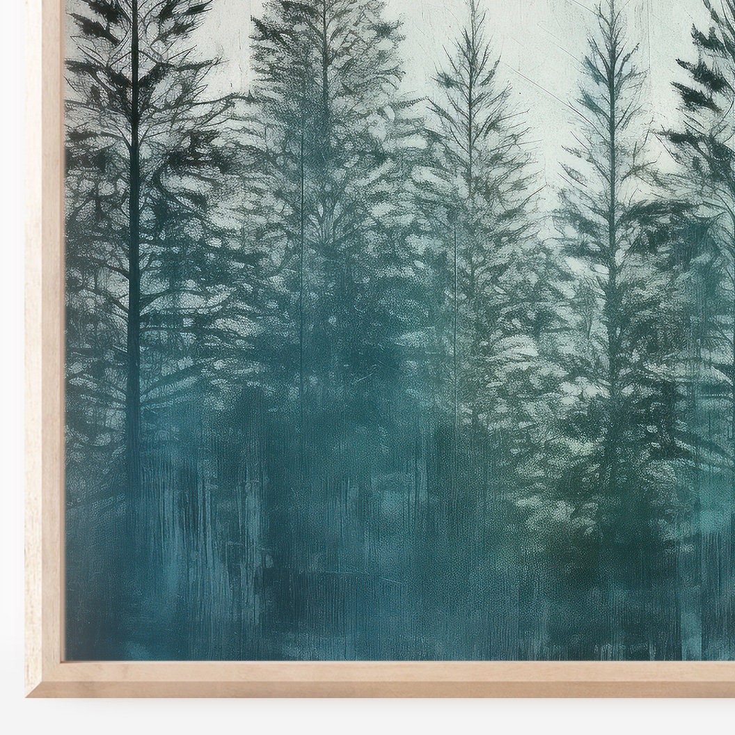 Forest Wall Art Printable, Rustic Landscape Art, Snowy Fir & Pine Tree ...