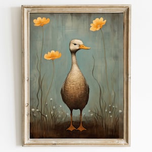 Duck Print, Animal Wall Decor, Bird Wall Art, Vintage Farmhouse Decor, Rustic Home Decor, Country Style Home Decor, Printable Art