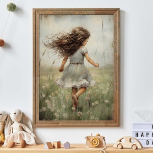 Girly Wall Art Print, Girl&#39;s Room Wall Art, Rustic Nursery Art, Wildflower Nursery Decor, Vintage Floral Art for Girls,Printable Art