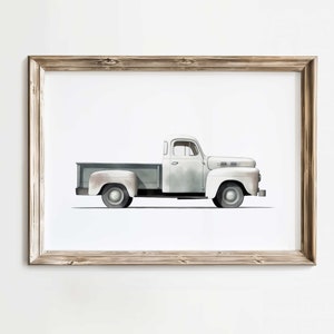 Vintage Pickup Truck Print, Car Nursery Decor, Vehicle & Transportation Nursery Art, Vintage Car Art Print,PRINTABLE Teal Kids Room Wall Art