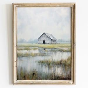 Barn Print, Old Barn Painting, Rustic Farmhouse Decor, Vintage Countryside Print, Country Home Wall Art, Printable Country Style Home Decor
