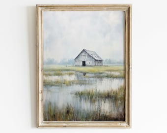 Barn Print, Old Barn Painting, Rustic Farmhouse Decor, Vintage Countryside Print, Country Home Wall Art, Printable Country Style Home Decor