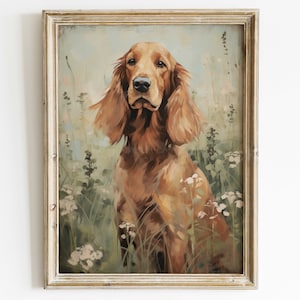 Irish Setter Art Print, English Setter Painting, Vintage Dog Decor, Dog Portrait Painting, English Setter Owner Gift, PRINTABLE Dog Art