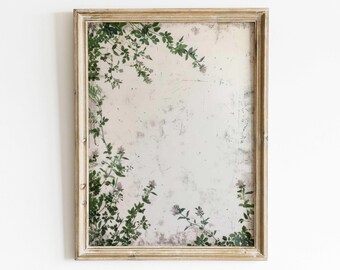 Vintage Floral Wall Art, Rustic Botanical Print, Minimalist Vintage Art, Farmhouse Decor, Green and White Kitchen Art, PRINTABLE Floral Art