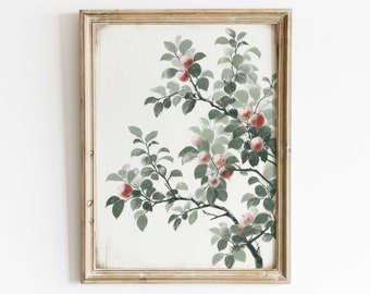 Apple Tree Branch Print, Vintage Kitchen Art Print, Apple Tree Branch Art,  Rustic Home Decor, Tree Art Print, PRINTABLE Nature Art