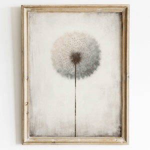 Dandelion Print, Minimalist Dandelion Wall Art, Vintage Floral Wall Art, Modern Farmhouse Wall Art, Botanical Print, PRINTABLE Floral Art