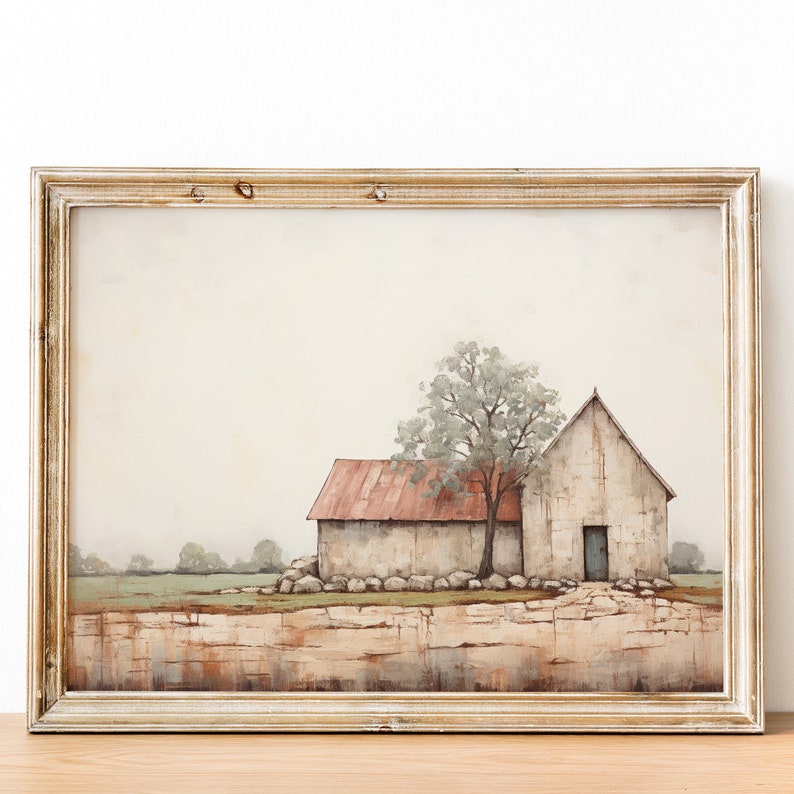 Barn Art Print, Rustic Farmhouse Wall Decor, Vintage Countryside Print ...