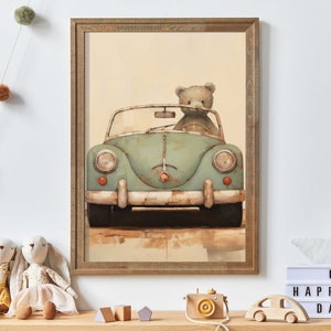 Nursery Decor Car, Car Decor For Boys Room, Boy's Bedroom Decor, Toddler Room Decor Boy, Vintage Nursery Wall Art Boy, Printable Art