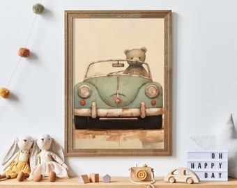 Nursery Decor Car, Car Decor For Boys Room, Boy's Bedroom Decor, Toddler Room Decor Boy, Vintage Nursery Wall Art Boy, Printable Art