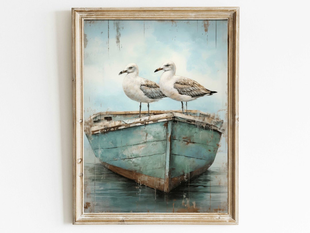 Sailboat Metal Wall Art - Silver Nautical Wall Decor With Seagulls, 19x17 Inches, Ready To Hang