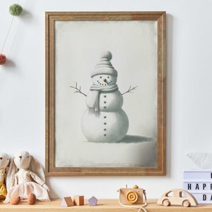 Schneemann Print, Schneemann Kinderzimmer Print, Weihnachten Kinderzimmer Kunst, Weihnachten Wanddekoration, Aquarell Schneemann Malerei, DRUCKBARE Weihnachten Kinderzimmer Kunst