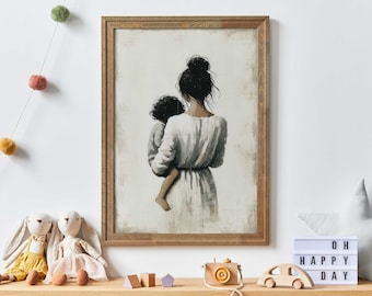Mother Wall Art, Mother and Son Print, Gift for Mothers, Parent Child Art Print, Mother Painting, Mother Son Bond,PRINTABLE Vintage Wall Art