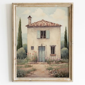 Charming Italian Stone House Print, Mediterranean Wall Art, Rustic Old Cottage Art, French or Italian Countryside, Printable Country Art