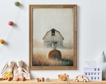 Farm Nursery Print, Barn Nursery Decor, Farmhouse Girl Nursery, Farm Theme, Girl Room Decor, Country Wall Art, PRINTABLE Farm Girl Wall Art