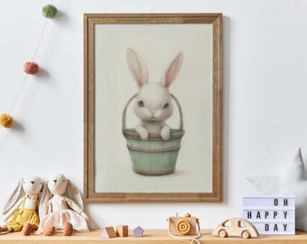 Kaninchen Malerei, Baby Mädchen Poster, süßes Häschen Poster, Kaninchen Malerei, wunderliche Häschen-Wand-Dekor, DRUCKBARE Kinderzimmer Kunst