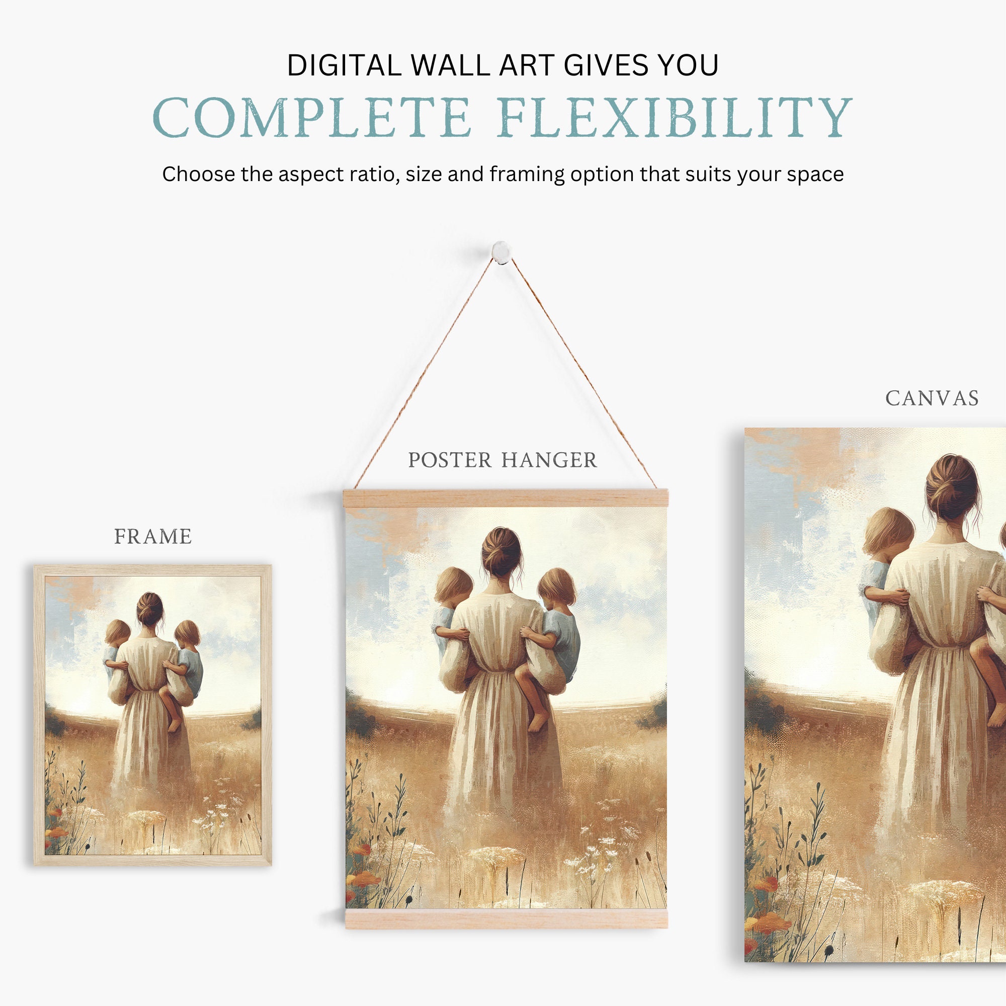 Mother & Daughters Wall Art, Twin Daughter Print, Sisters Art Print ...