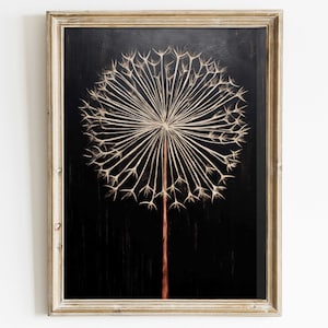 Dandelion Wall Art, Vintage Flower Wall Art, Rustic Floral Home Decor, Dandelion Printable, Farmhouse Wall Decor, Printable Floral Print