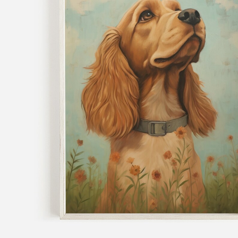 Cocker Spaniel Wall Art - Printable Art - Vintage Dog Portrait Amidst ...