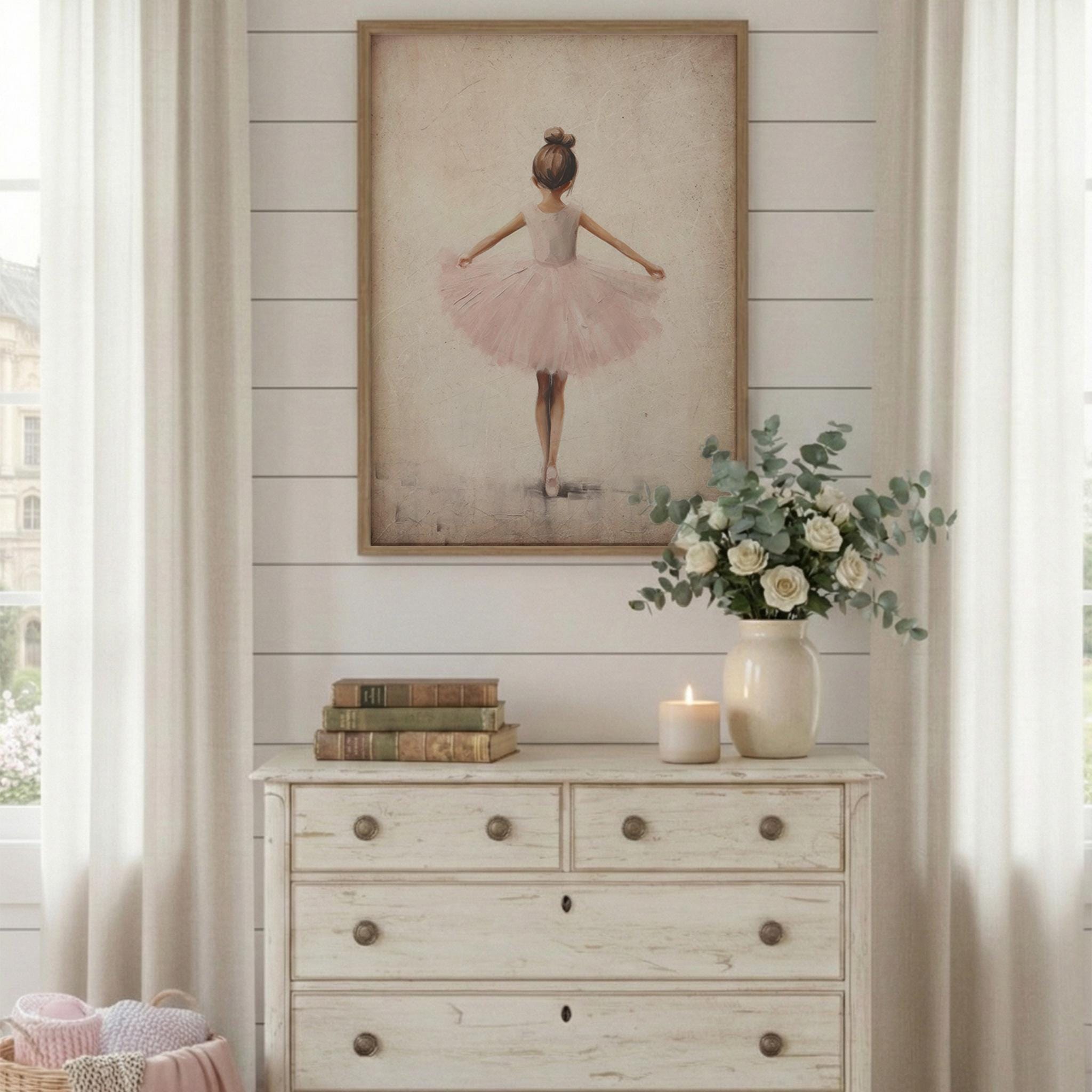 バレエの保育園アート、バレリーナの保育園の装飾、ピンクの女の子の