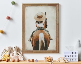 Girl and Horse Wall Art, Horse Print Girls Room, Printable Horse Art, Horse Art for Little Girls, Horse Riding Art, Printable Horse Print