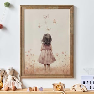 Butterfly Nursery Wall Art, Wildflower Girl Room Decor, Butterfly Print, Girly Wall Art, Butterfly Print, Kids Room, PRINTABLE Girl Wall Art