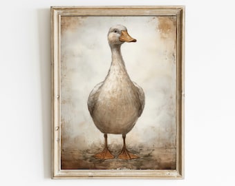 Duck Print, Animal Wall Decor, Bird Wall Art, Vintage Farmhouse Decor, Rustic Home Decor, Country Style Home Decor, Printable Art