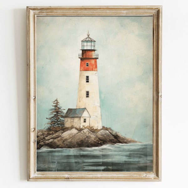 Lighthouse Print, Nautical Wall Art, Sea Wall Decor, Vintage Art Print, Scandinavian Home Decor, Light House Art, DIGITAL Printable Artwork