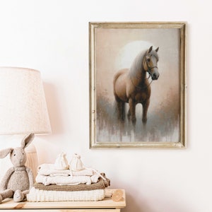 Vintage Horse Painting, Horse Owner Gift, Farmhouse Decor, Equestrian Art, Horse Wall Art, Horse Gifts Women, PRINTABLE Horse Wall Decor image 3