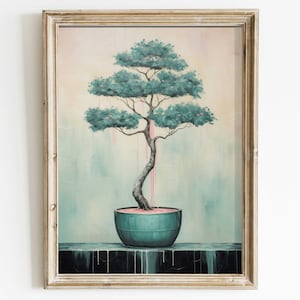 Japanese Wall Art, Botanical Wall Art, Bonsai Tree Wall Art Print, Vintage Floral Art Print, Japan Tree Painting, Printable Art
