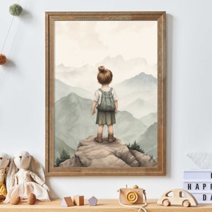 Adventure Toddler Decor, Vintage Nursery Wall Art, Camping & Hiking Themed, Perfect for Girl&#39;s Bedroom or Playroom, Printable Art