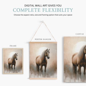 Vintage Horse Painting, Horse Owner Gift, Farmhouse Decor, Equestrian Art, Horse Wall Art, Horse Gifts Women, PRINTABLE Horse Wall Decor image 7