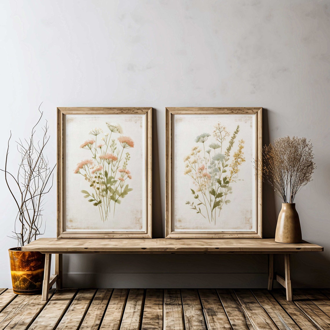 Wildflower Art Prints, Rustic Floral Decor, Vintage Floral Wall Art ...