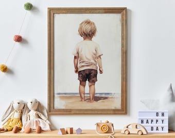 Beach Nursery Art, Ocean Nursery Wall Decor, Little Boy Room Decor, Boy On the Beach, Toddler Room Decor Boy, PRINTABLE Boys Bedroom Art