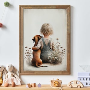 Dachshund Print, Dachshund Nursery Decor, Dog Nursery Decor, Girl and Dog Art, Girls Room Dog Decor, Toddler Room Decor, PRINTABLE Dog Art