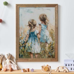 Sister Art Print, Sisterhood Art, Shared Sister Room Decor, Wildflower Nursery Print, Floral Bedroom, Girl Bedroom Decor,Printable Girl Art