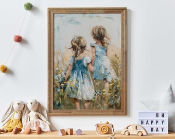 Sister Art Print, Sisterhood Art, Shared Sister Room Decor, Wildflower Nursery Print, Floral Bedroom, Girl Bedroom Decor,Printable Girl Art