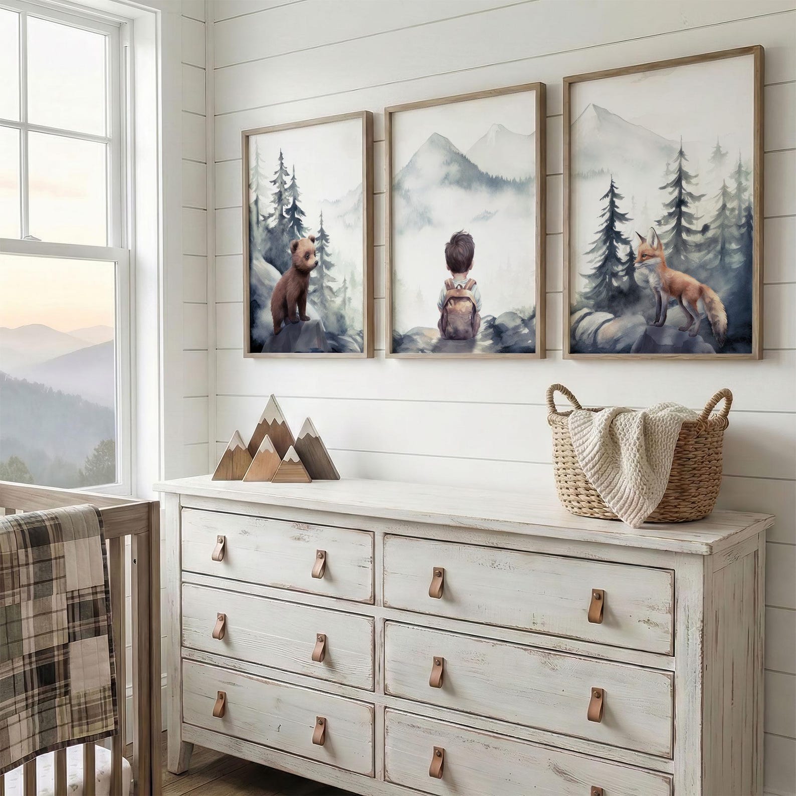 Woodland Nursery Fox & Bear Decor, Forest Animal Prints, Set of 3 ...