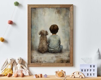 Arte per bambini e cani, stampa per cameretta di cuccioli, decorazioni per cani, arte vintage per cameretta, cameretta rustica, arte per amanti dei cani, decorazioni per cameretta, stampe da parete per bambini