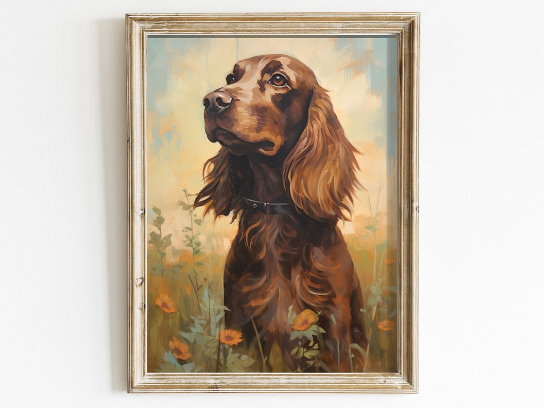 Vintage Cocker Spaniel Wall Art - Brown Cocker Spaniel in Blooming ...