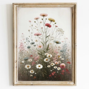 Rustic Floral Print, Wildflower Art Print, Vintage Floral Wall Decor, Rustic Flower Wall Art, Wildflower Nursery Decor, PRINTABLE Art