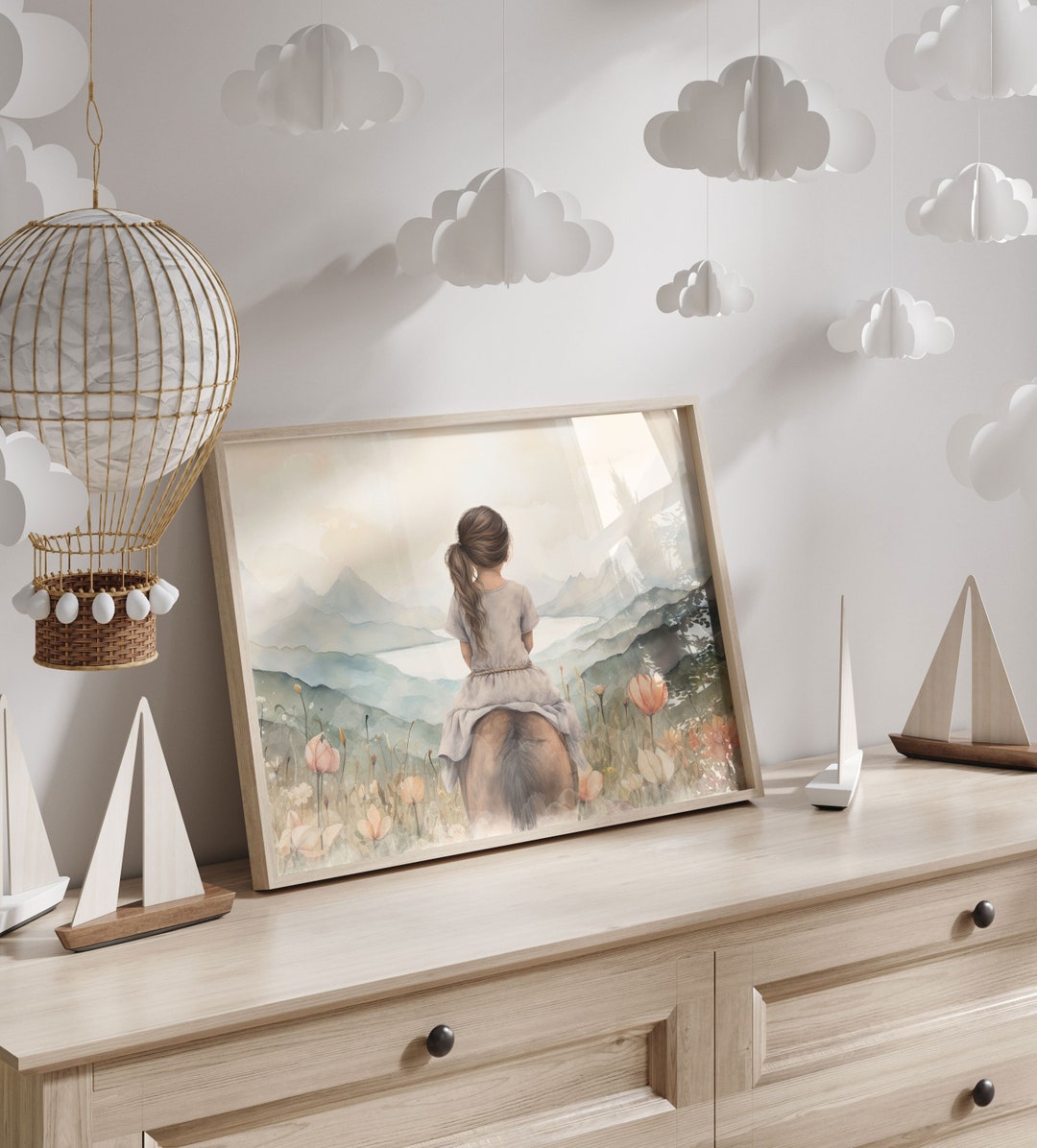 Girl and Horse Wall Art, Horse Gift Girl, Horse Print Girls Room