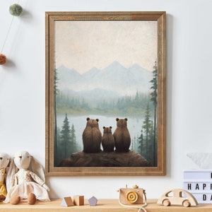 Bären Illustration, Bären Familie Druck, Wald Tiere Poster, Wald Tiere Poster, Kinderzimmer Dekor, druckbare Wandkunst