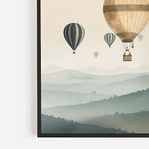 Hot Air Balloon Decor, Vintage Wall Art, Vintage Landscape Decor ...