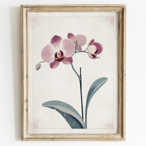 Orchid Flower Painting, Flower Wall Art, Orchid Print, Farmhouse Wall Decor, Vintage Floral Art, Botanical Art, PRINTABLE Flower Art