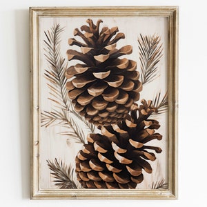 Pine Cone Art Print, Forest Wall Decor, Christmas Wall Art, Forest Themed Decor, Modern Farmhouse Home Decor, Rustic Art, Printable Wall Art