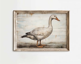 Goose Print, Vintage Farm Animal Print, Farm Goose Wall Art, Farmhouse Style Decor, Bird Print, Country Home Decor, PRINTABLE Farmhouse Art