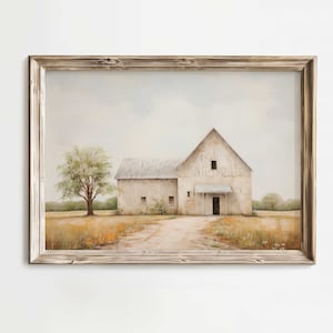 Barn Art Print, Vintage Countryside Print, Farm Theme Wall Decor, Old Barn Painting,  Rustic Farmhouse Home Decor, PRINTABLE Rural Wall Art