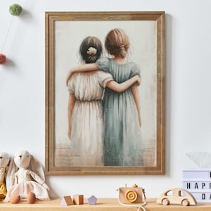 Sister Wall Art, BFF Best Friends Wall Ar, Sisterhood Art, Sister Painting, Best Friends Print, Girls Room Decor, Printable Girl Wall Art