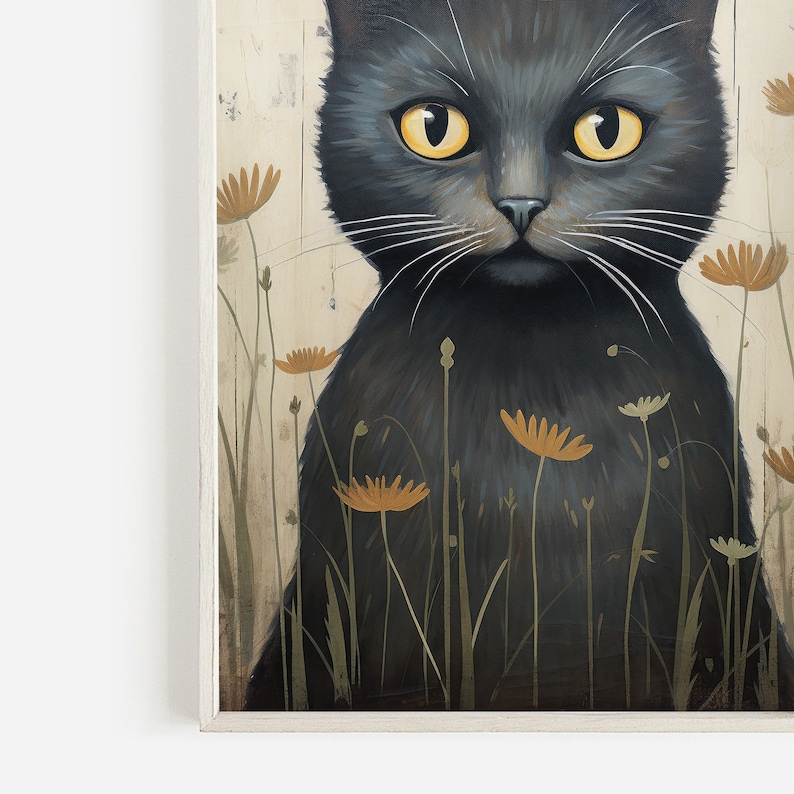 Black Cat Art Print, Cat Wall Art, Kitten Nursery Print, Vintage Animal ...