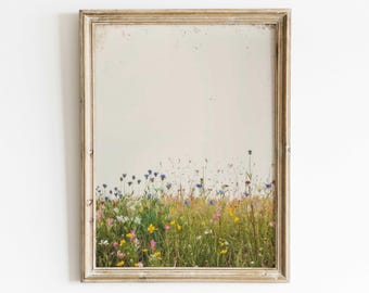 Wildflower Field Wall Art, Botanical Wall Decor, Floral Nursery Decor, Wildflower Painting, Cottagecore Nursery, PRINTABLE Flower Wall Art